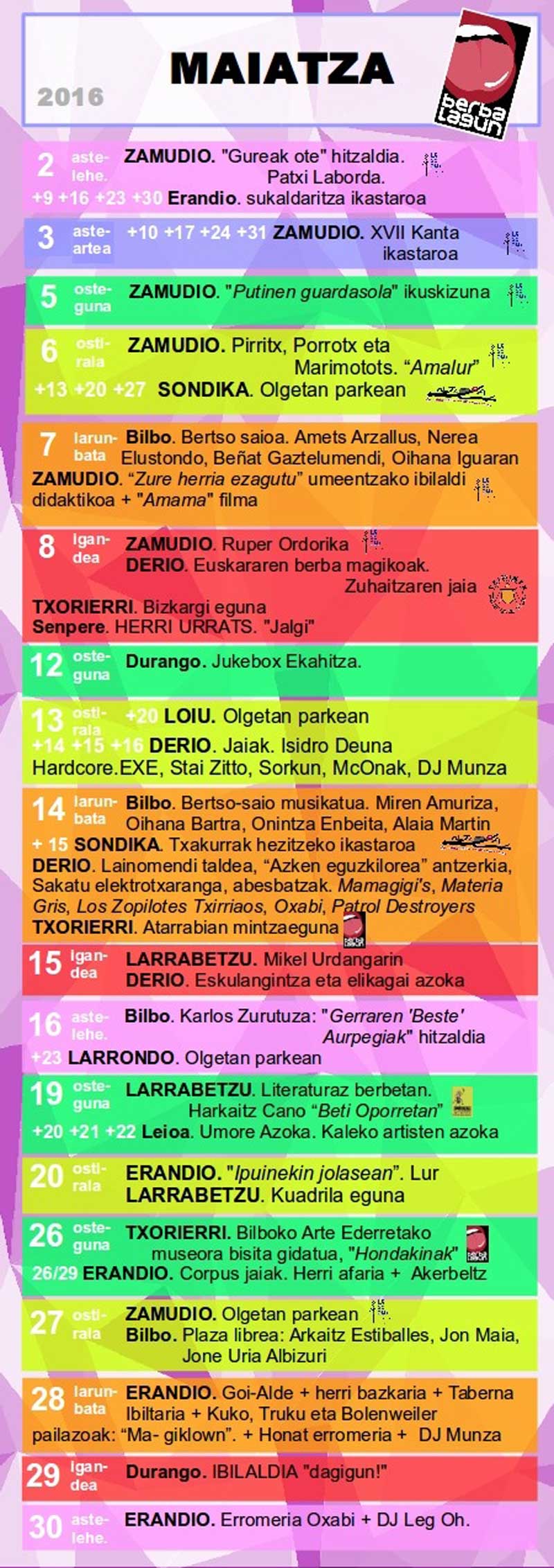 agenda maiatza 2016